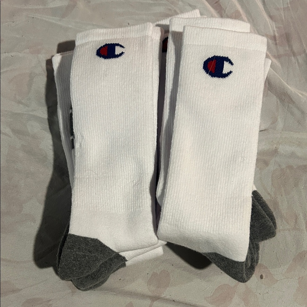 Champion White and Gray Athletic Socks
